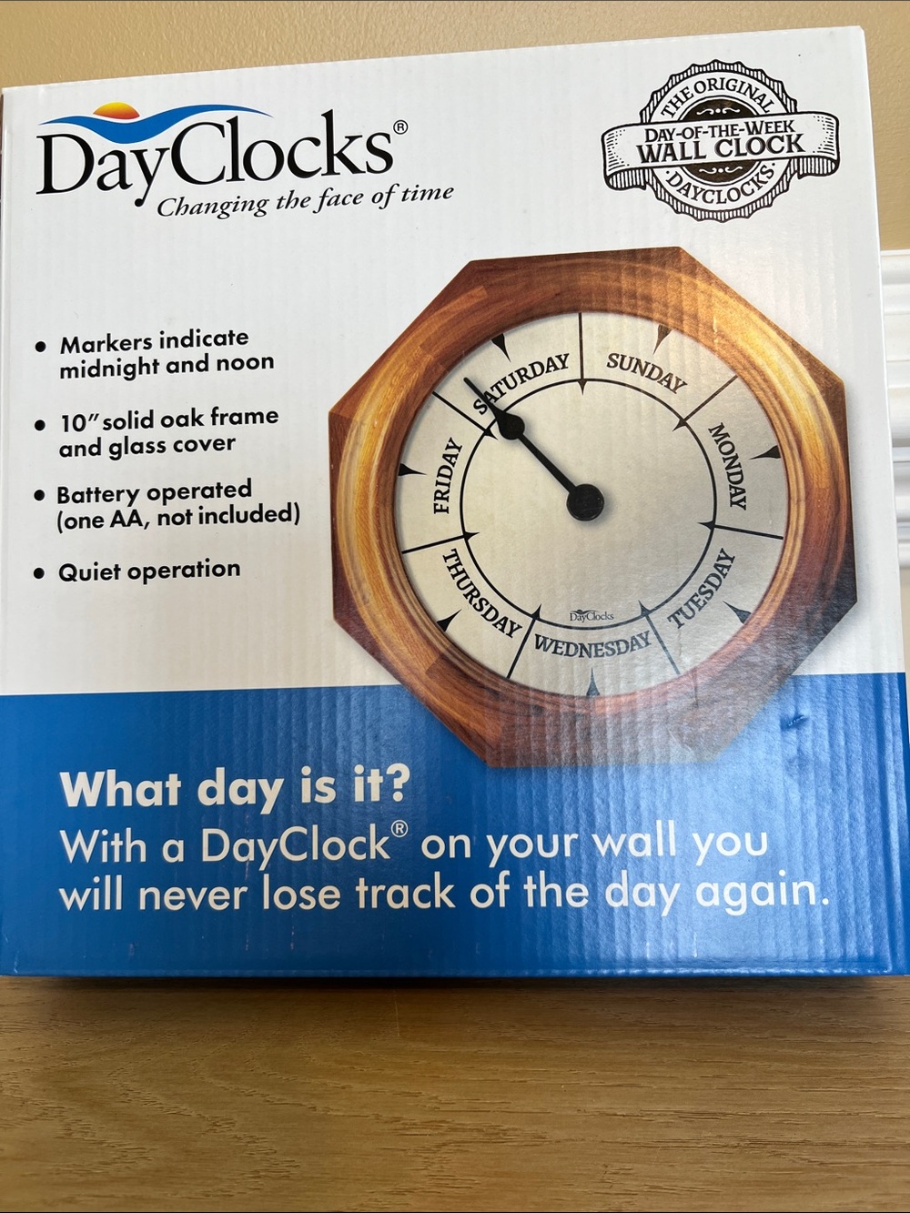 DayClock Day of the Week Wall Clock NIB
